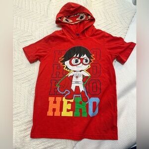 Ryan’s World Hooded Red Graphic Tee Size 7 Years